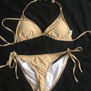 Nude tan bathing suit set s/m